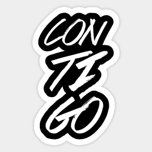 Contigo, minimalist, text based-typografy, spanish design. Sticker
